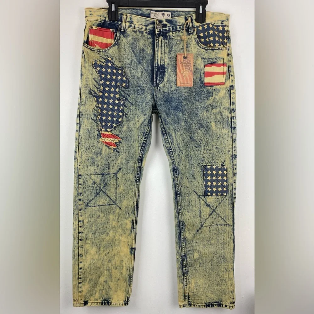 Diamond Stash size Large/38 Men’s Sahara American Flag Jacket Vest & Jeans - Picture 8 of 16
